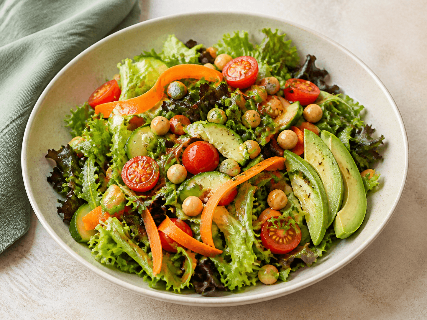 Salada colorida com grãos